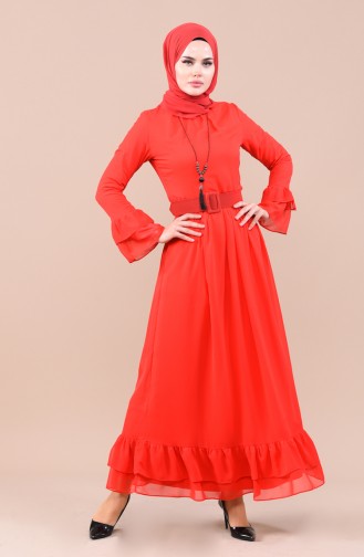 Red Hijab Dress 4156-07