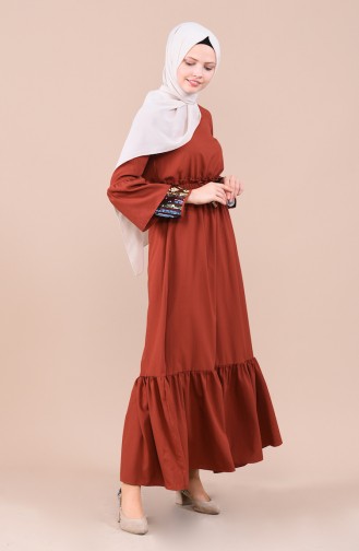 Brick Red Hijab Dress 5023-02