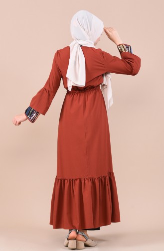 Brick Red Hijab Dress 5023-02
