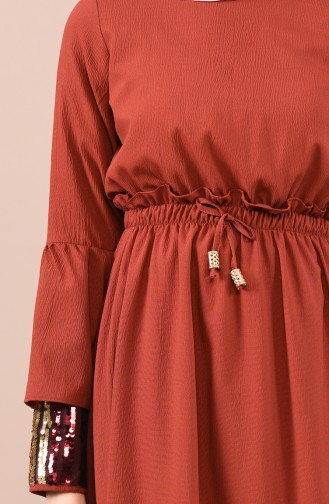 Brick Red Hijab Dress 5023-02