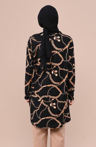 Zincir Desenli Tunik 1050-01 Siyah