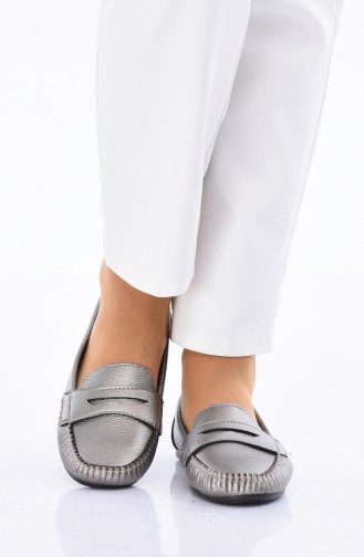 Silver Gray Woman Flat Shoe 101-13