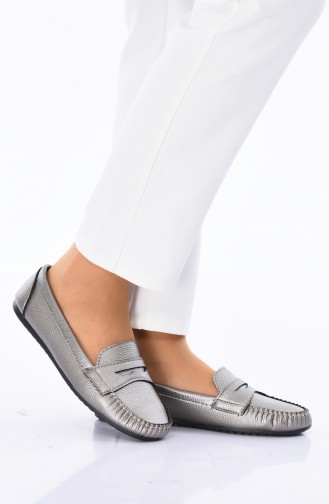 Silver Gray Women`s Flats 101-13