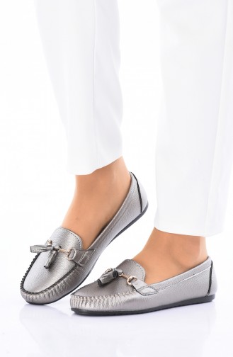 Silver Gray Woman Flat Shoe 120-08