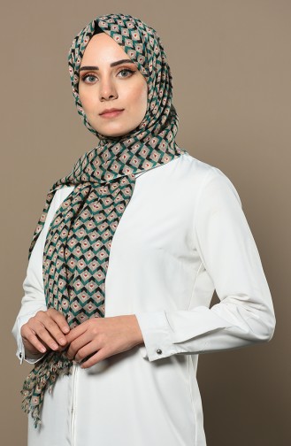 Elmina Gemusterter Baumwollschal 150-102 Grün Nerz 150-102