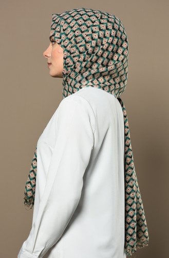 Elmina Gemusterter Baumwollschal 150-102 Grün Nerz 150-102