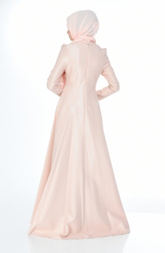 Powder Hijab Evening Dress 7029-02