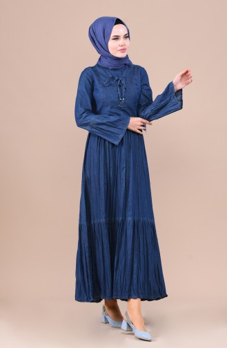Dunkelblau Hijab Kleider 9276-01