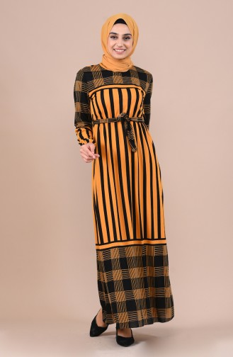 Mustard Hijab Dress 1040A-03