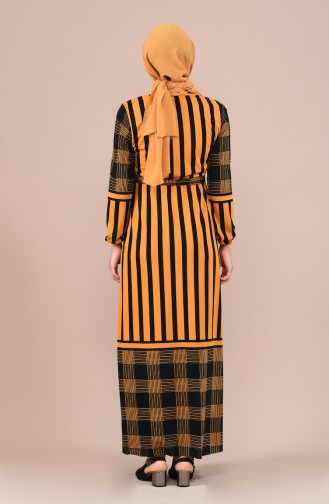 Mustard Hijab Dress 1040A-03