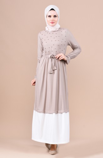 فستان بني مائل للرمادي 1100-02