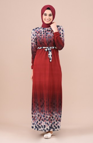 Claret Red Hijab Dress 1101-01