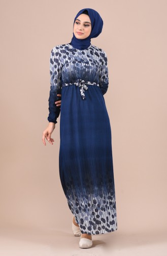 Navy Blue Hijab Dress 1101-02