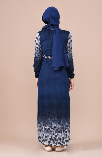 Navy Blue Hijab Dress 1101-02