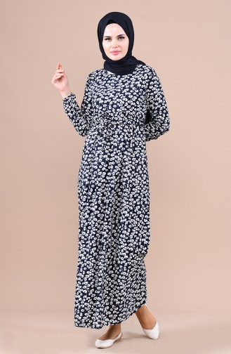 Navy Blue Hijab Dress 4791-02