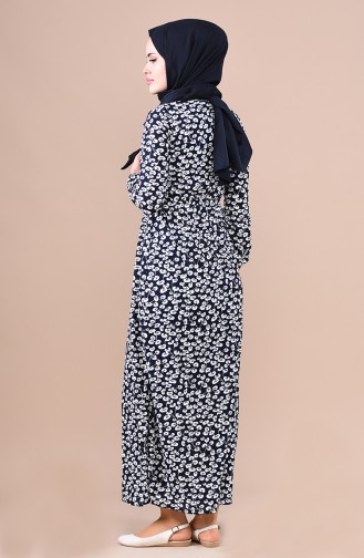 Navy Blue Hijab Dress 4791-02