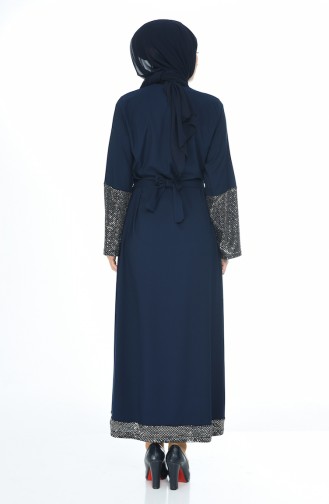 Navy Blue Hijab Dress 5390-01