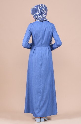 Plissee Detailliertes Kleid  3097-02 Indigo 3097-02
