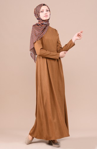 Plissee Detailliertes Kleid 3097-04 Camel 3097-04