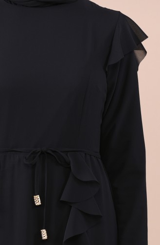 Fırfırlı Şifon Elbise 5021-03 Siyah