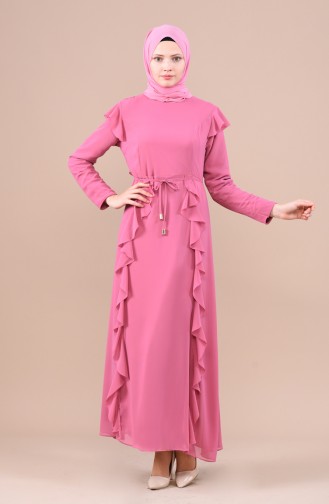 Chiffon Kleid mit Falbel  5021-04 Puder Rosa 5021-04