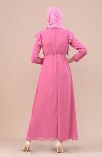 Robe Mousseline a Froufrous 5021-04 Rose Pâle 5021-04