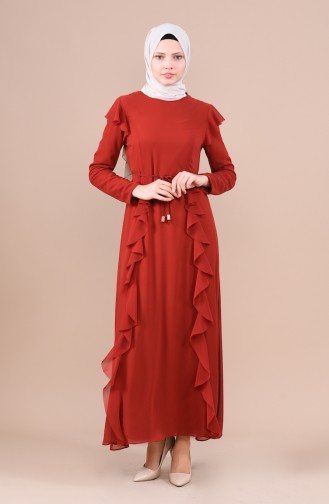 Brick Red Hijab Dress 5021-05
