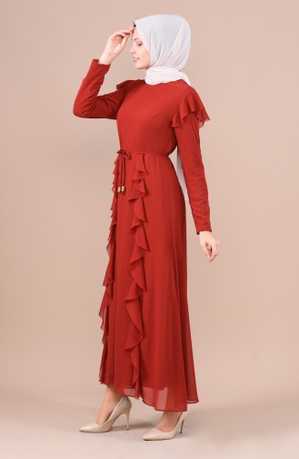 Brick Red Hijab Dress 5021-05