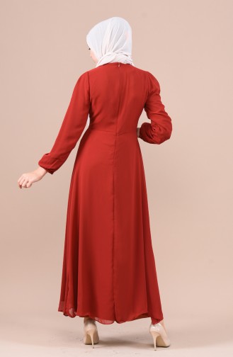 Brick Red Hijab Dress 5022-04