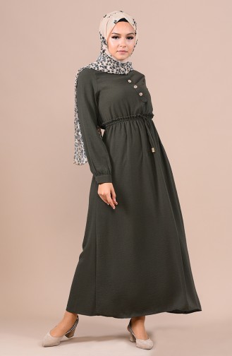 Khaki Hijab Dress 5024-02