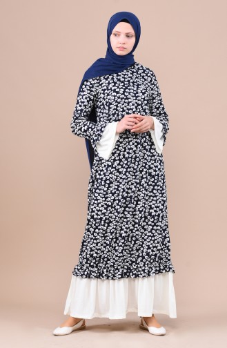 Navy Blue Hijab Dress 4243-04