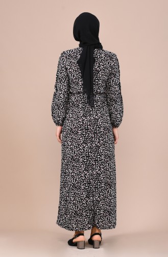 Beli Lastikli Elbise 4244-04 Siyah