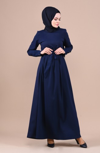 Navy Blue Hijab Dress 60032-01