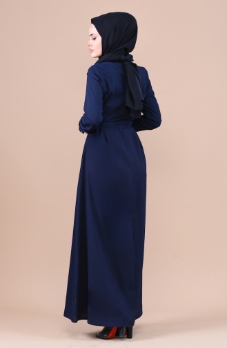 Navy Blue Hijab Dress 60032-01