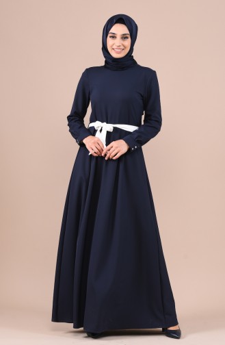 Navy Blue Hijab Dress 60037-04