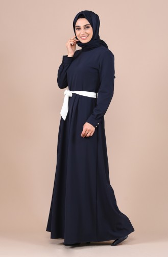 Navy Blue Hijab Dress 60037-04