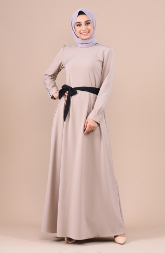 Beige Hijab Dress 60037-05
