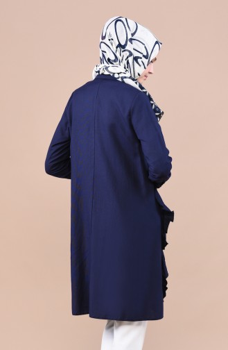 Fırfırlı Düğmeli Tunik 5490-01 Lacivert