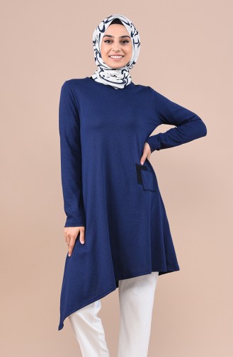 Asimetrik Tunik 3065-09 Açık Lacivert