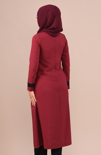 Payetli Takım Görünümlü Tunik 1037-02 Bordo