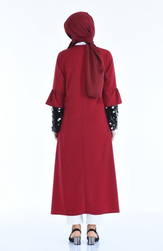 Payet Detaylı Abaya 11498-01 Bordo