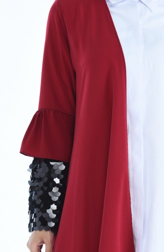 Abaya Détail Paillettes 11498-01 Bordeaux 11498-01