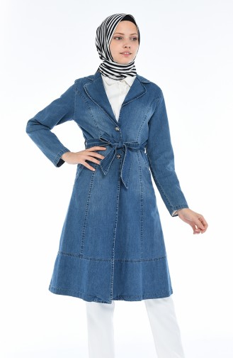 Veste Jean a Ceinture 0244-01 Bleu Jean 0244-01