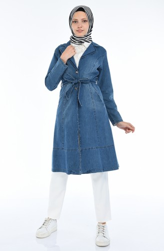 Veste Jean a Ceinture 0244-01 Bleu Jean 0244-01