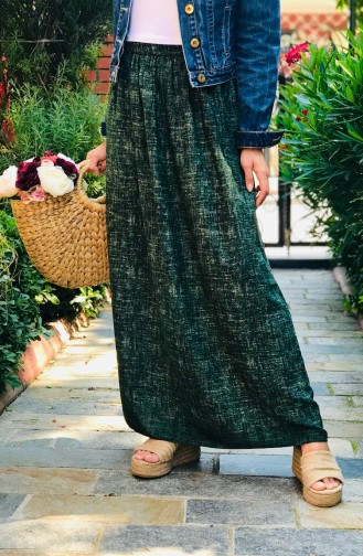 Desenli Pamuk Anne Kız Kombin Etek 53692-01 Yeşil