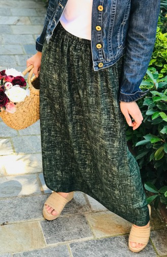 Desenli Pamuk Anne Kız Kombin Etek 53692-01 Yeşil