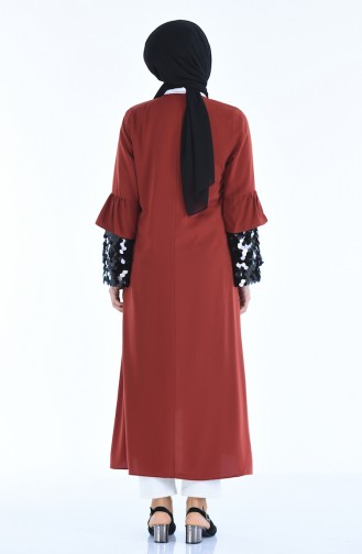 Payet Detaylı Abaya 11498-02 Kiremit