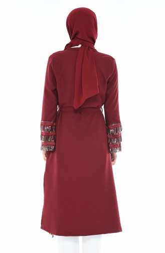 Pailletten Abaya mit Quasten 11707-04 Weinrot 11707-04