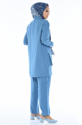 Aerobin Fabric Pocket Tunic Trousers Double Suit 6352-04 Indigo 6352-04