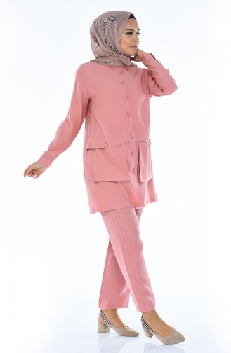 Ensemble Deux Pieces Tunique Pantalon Tissu Aerobin 6352-05 Rose Pâle 6352-05